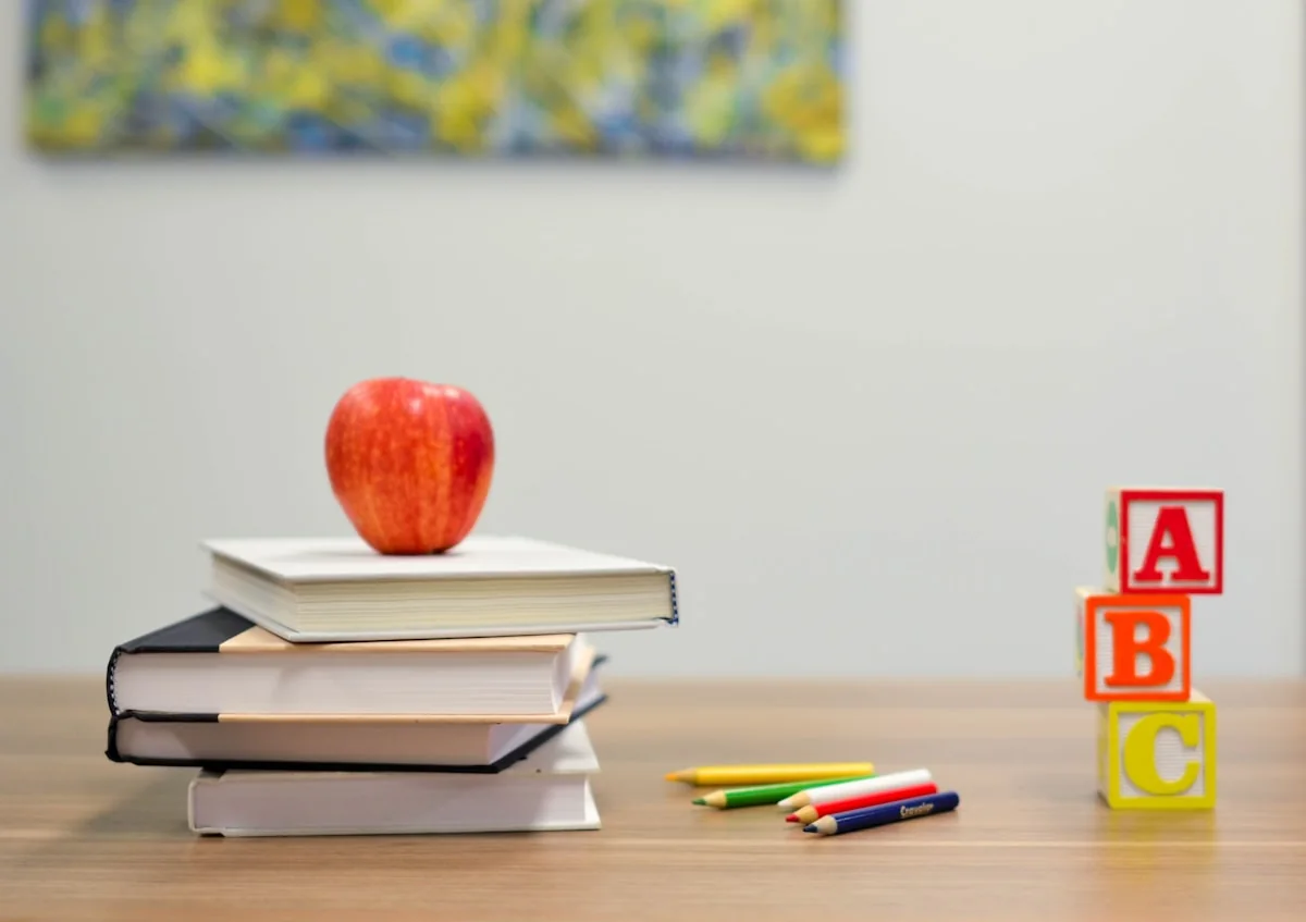 Students learning in a bright classroom