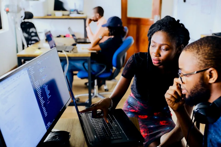 Students collaborating in a university study space